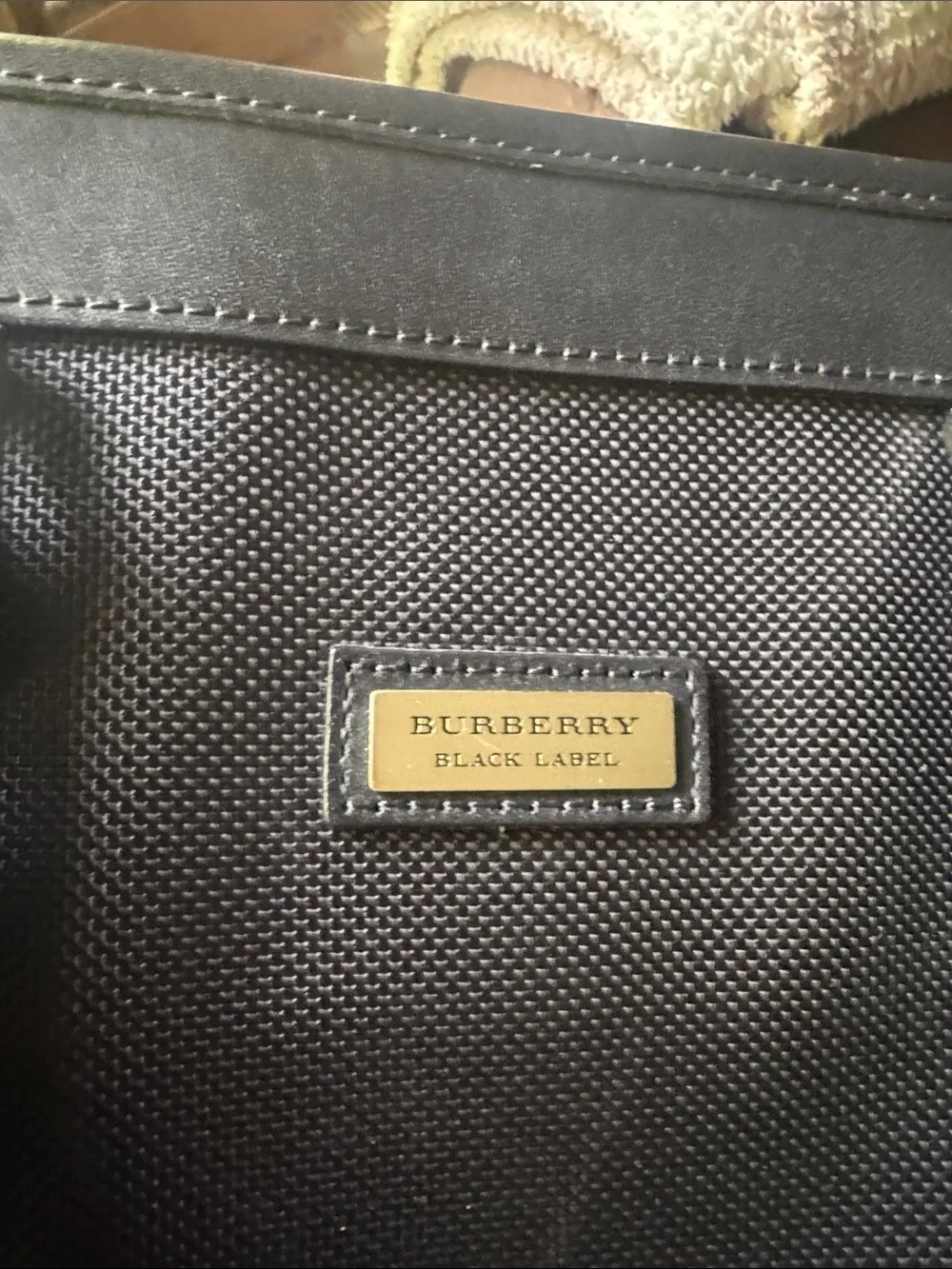 Authentic Burberry Black Label Nylon Briefcase with Gold-Tone Plaque